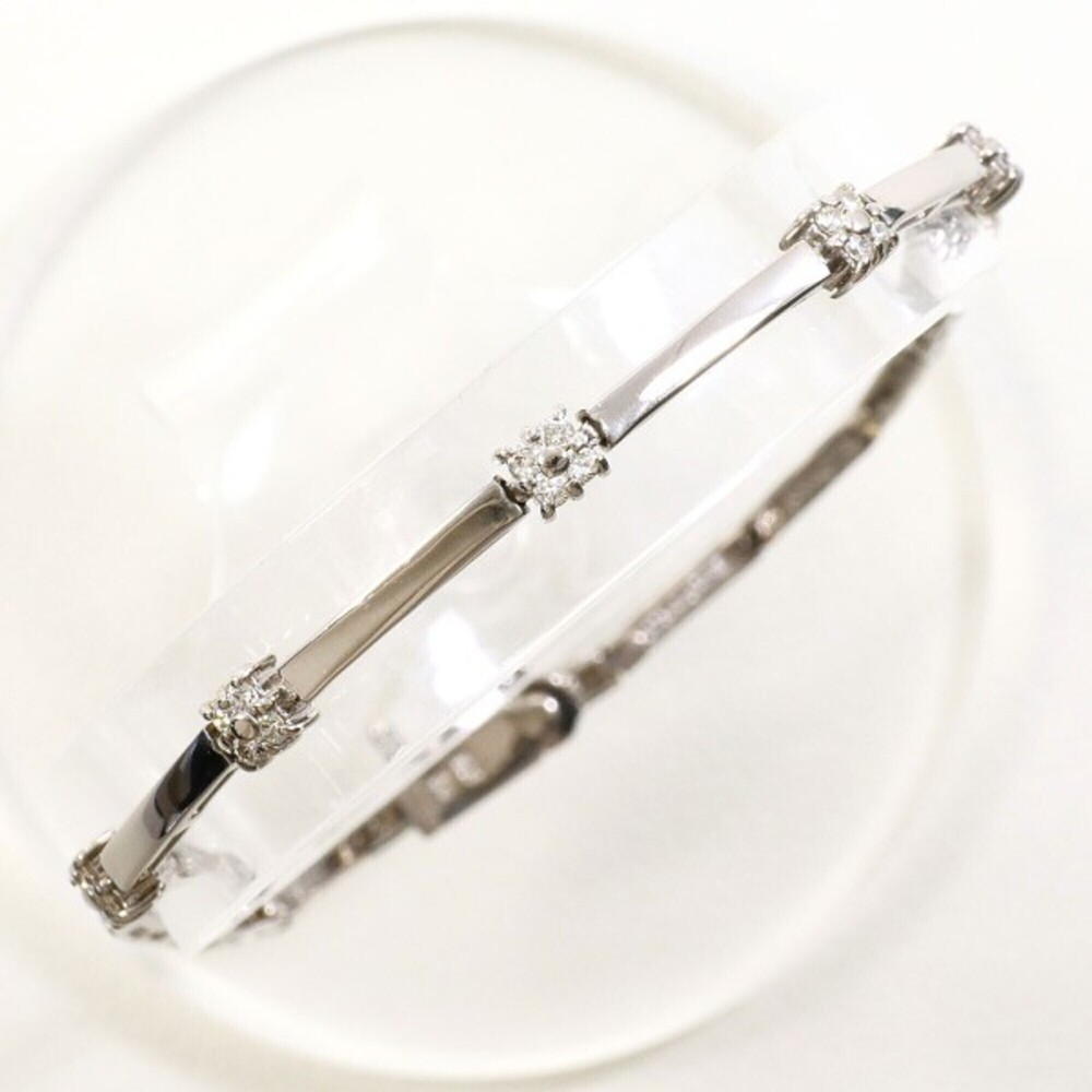 VINTAGE 18k Silver Diamond Charm Bracelet